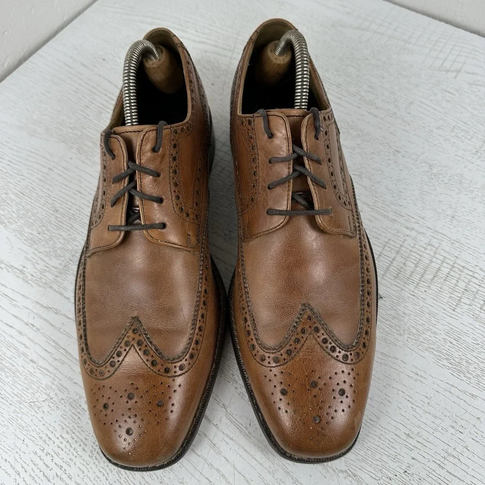 Cole Haan Air Giraldo Wingtip Derby Comfort Dress Shoes Men's 10.5 Tan Excellent